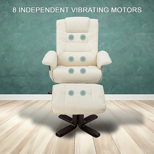 Pu Leather Massage Chair Recliner Ottoman Lounge Remote