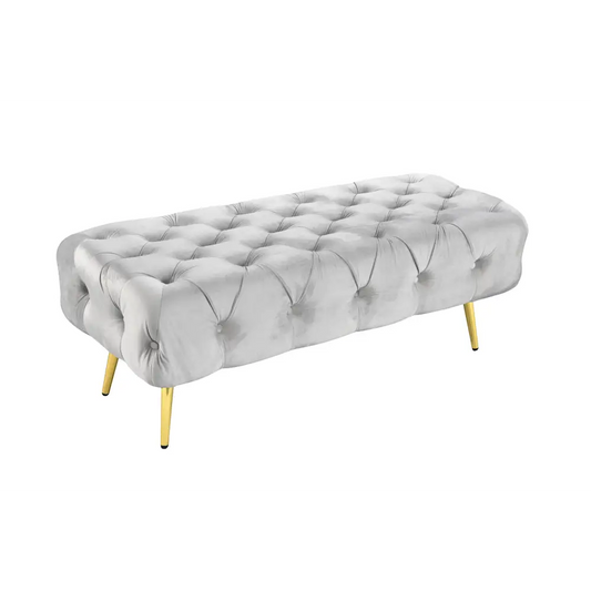 Shirley Ottoman Light Grey Velvet