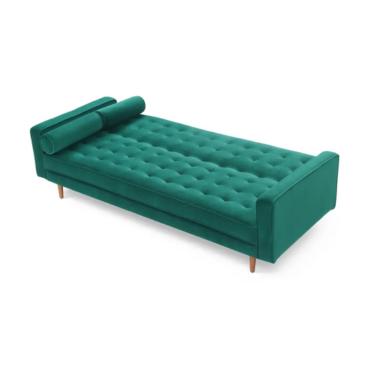 Sofa Bed 3 Seater Button Tufted Lounge Set for Living Room Couch in Velvet Green Colour
