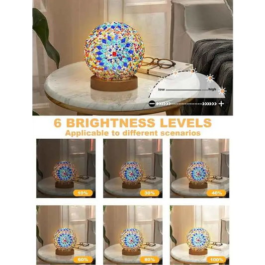 Wavy Blue Handmade Mosaic Glass Lamp - Vibrant Decorative Table Light