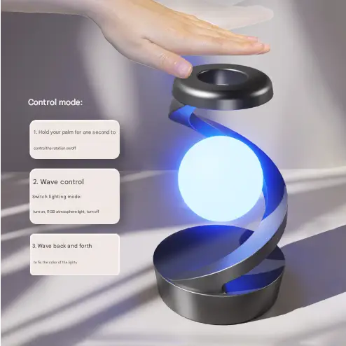 White Modern Levitating Led Desk Lamp - Spiral Design Atmosphere Light