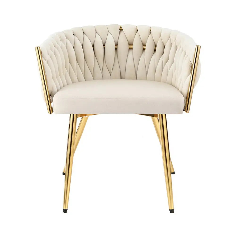 1 Dining Chair Velvet Armchair Beige