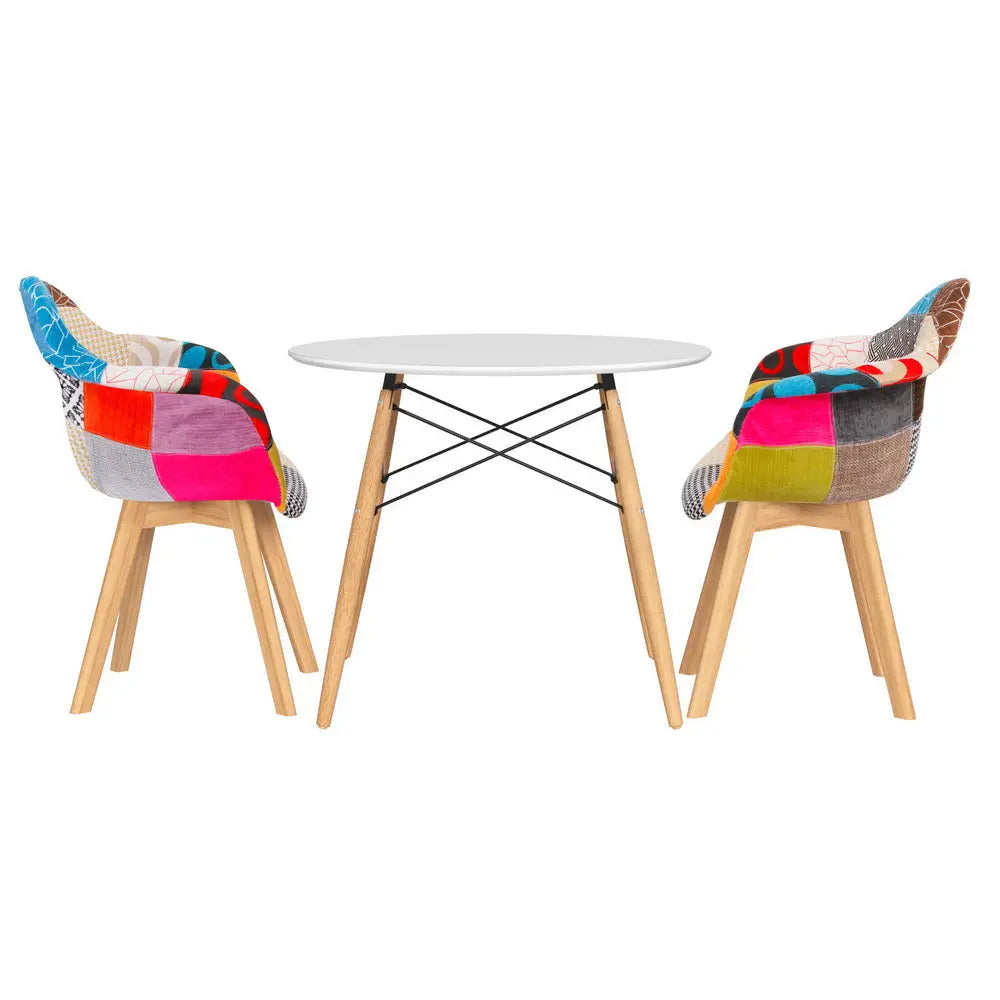 1 Dining Table and 2 Chairs Set Dsw 90cm