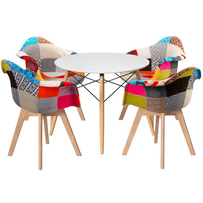 1 Dining Table and 4 Chairs Set Dsw White