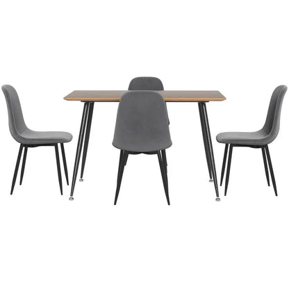 1 Dining Table and 4 Chairs Set Grey Metal