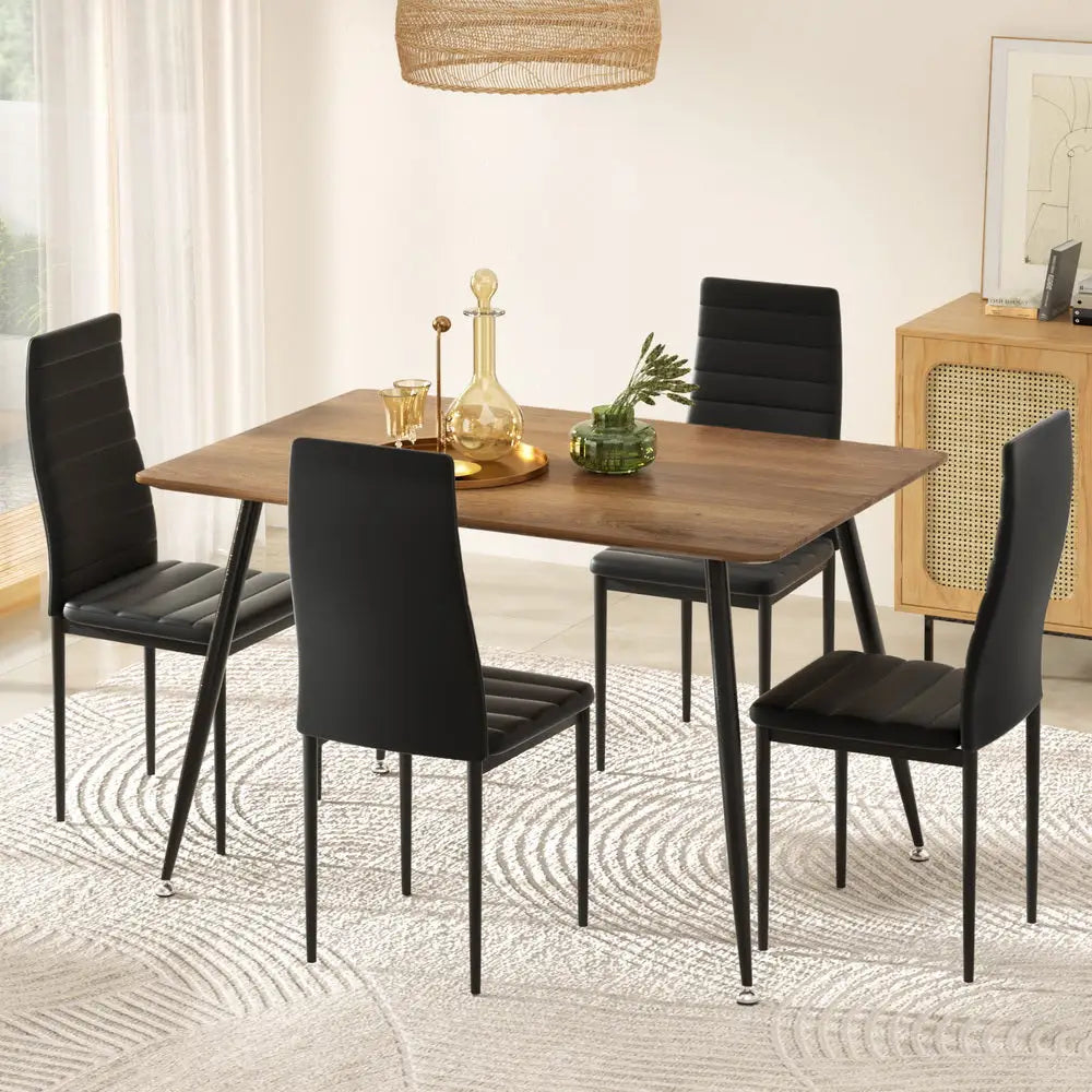 1 Dining Table and 4 Chairs Set Rectangle Metal