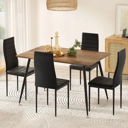 1 Dining Table and 4 Chairs Set Rectangle Metal