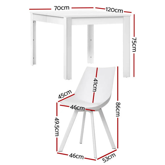 1 Dining Table and 4 Chairs Set Rectangle White