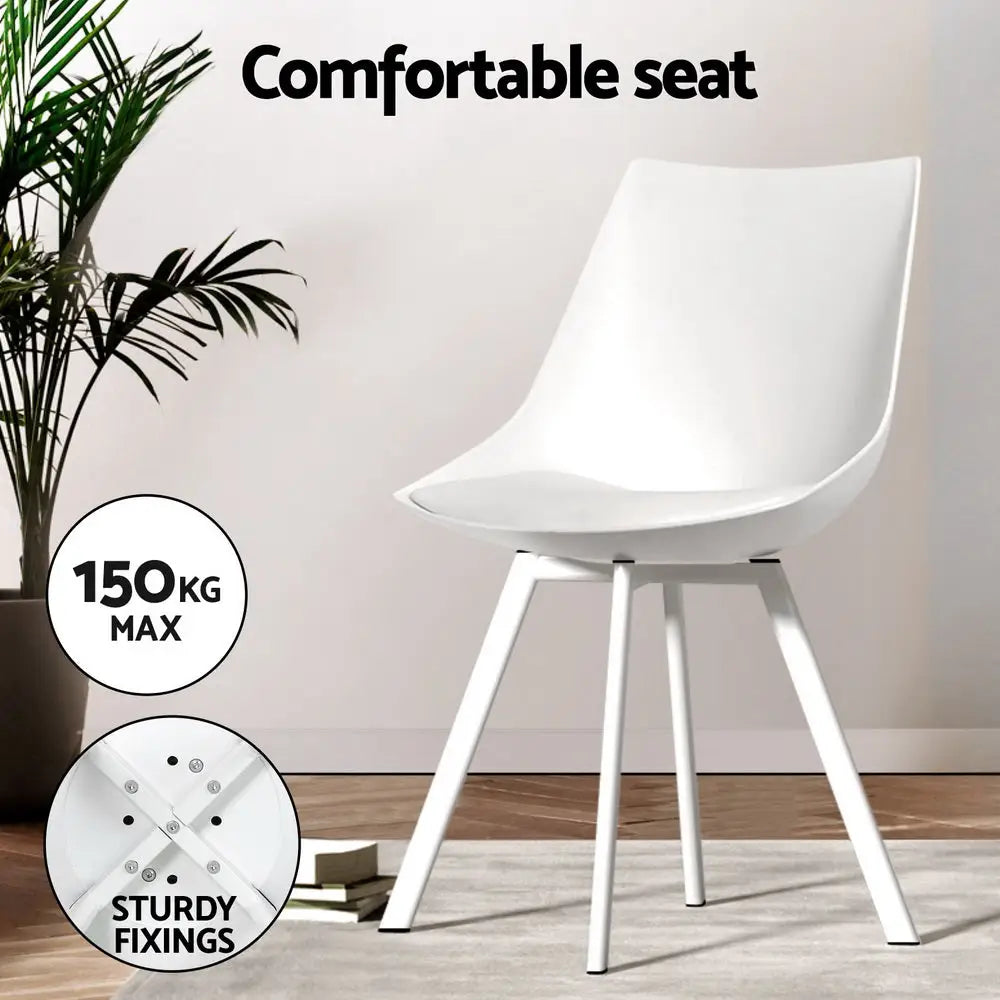 1 Dining Table and 4 Chairs Set Rectangle White