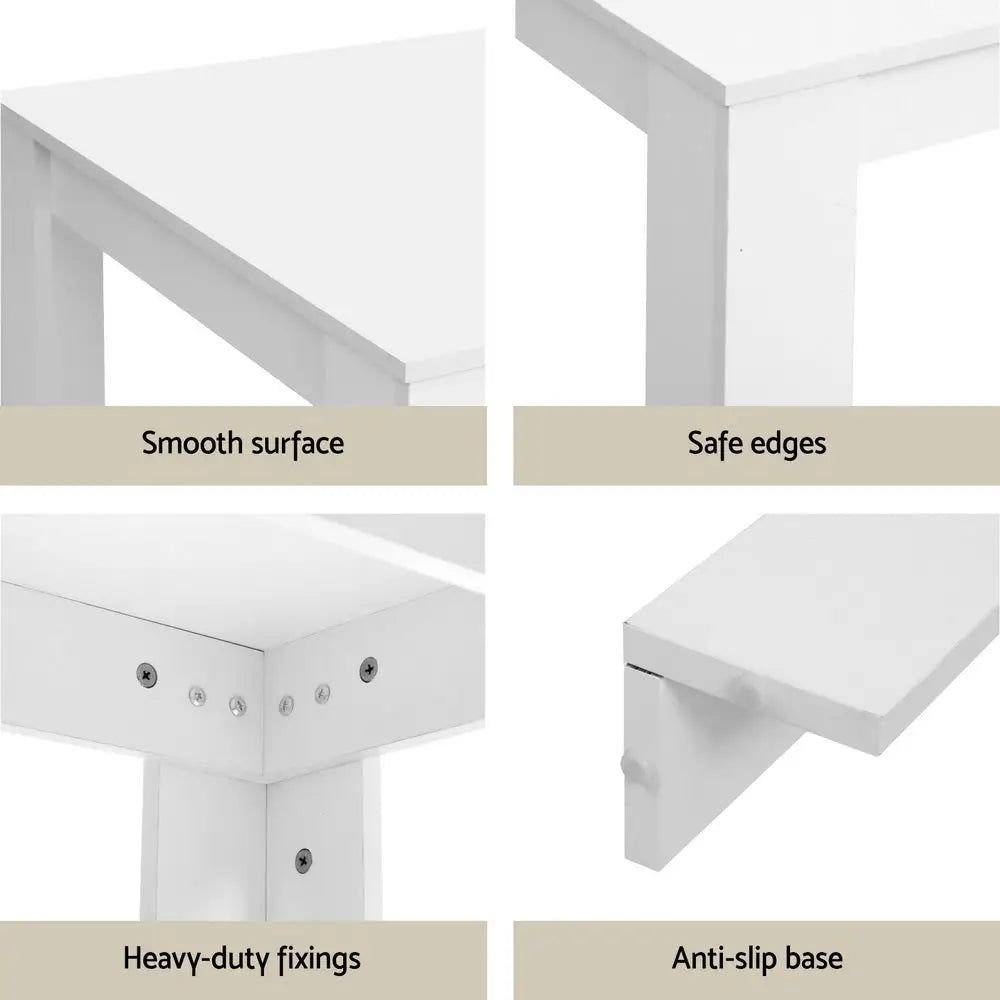 1 Dining Table and 4 Chairs Set White Sherpa
