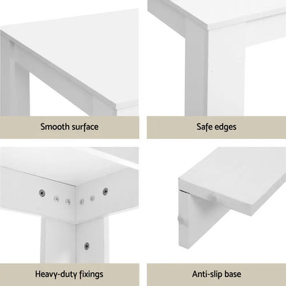 1 Dining Table and 4 Chairs Set White Sherpa