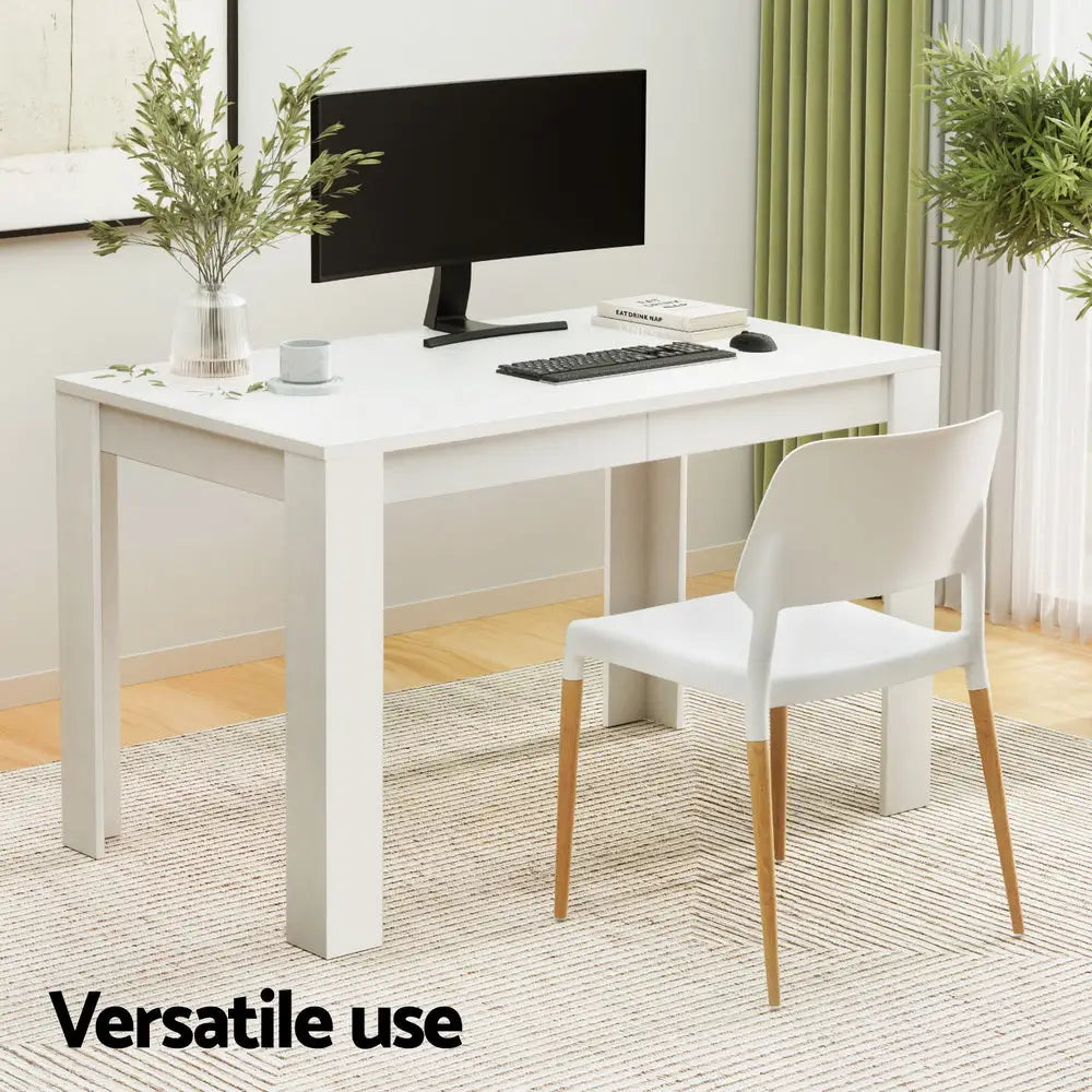 1 Dining Table and 4 Chairs Set White Wood