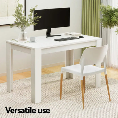 1 Dining Table and 4 Chairs Set White Wood