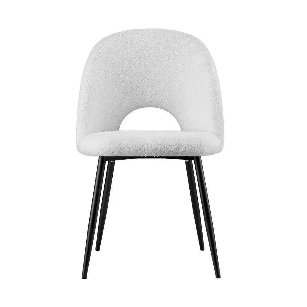 1 Set of 2 Dining Chair Boucle Sherpa