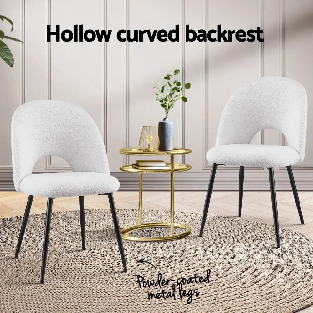 1 Set of 2 Dining Chair Boucle Sherpa