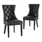 1 Set of 2 Dining Chairs Black Leather