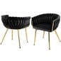 1 Set of 2 Dining Chairs Velvet Armchair Black