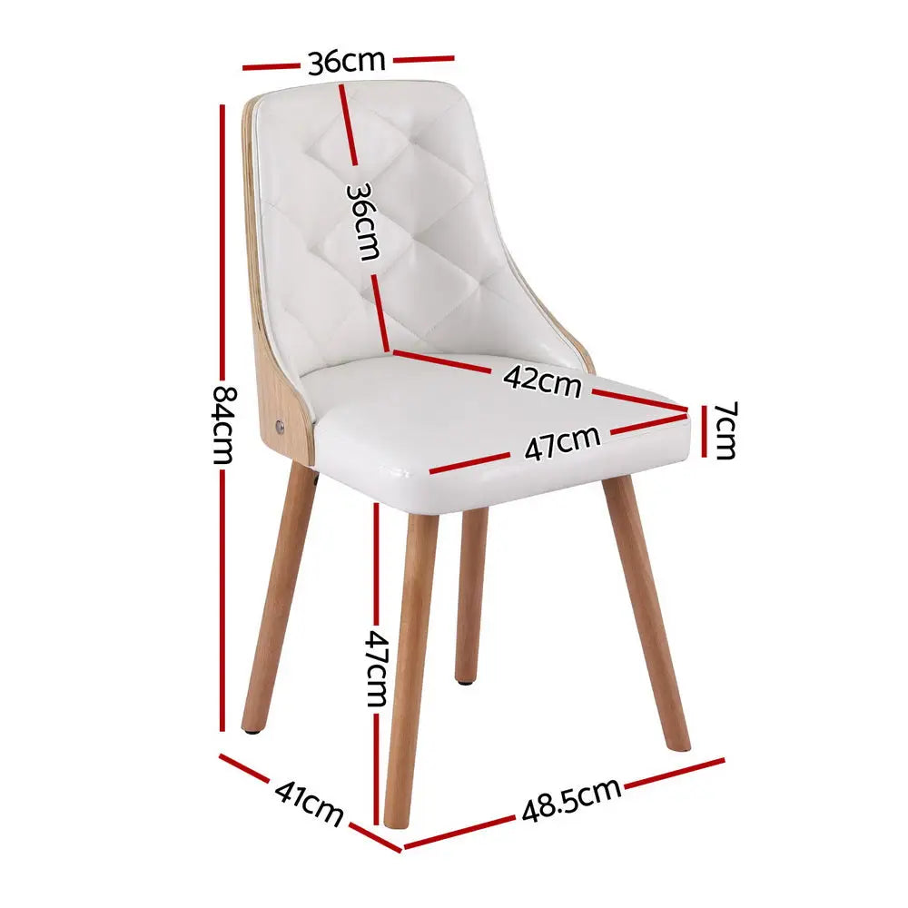 1 Set of 2 Dining Chairs White Pu