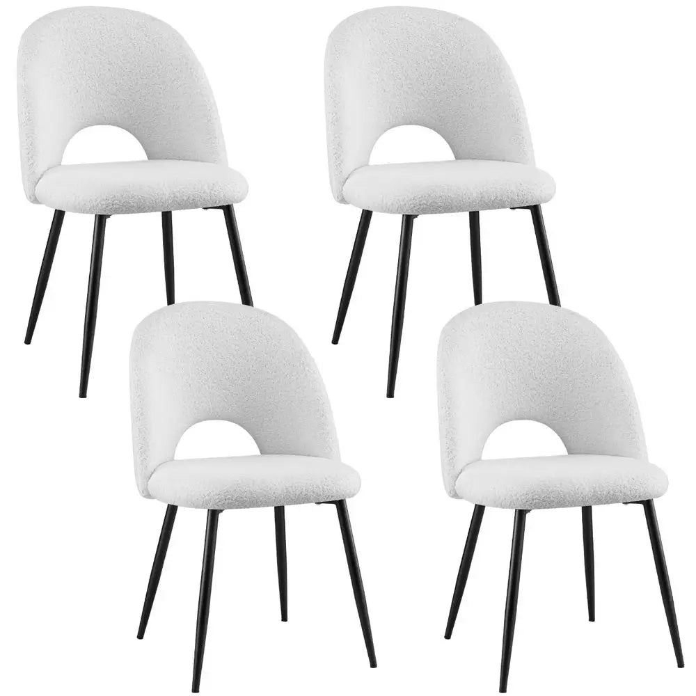 1 Set of 4 Dining Chair Boucle Sherpa