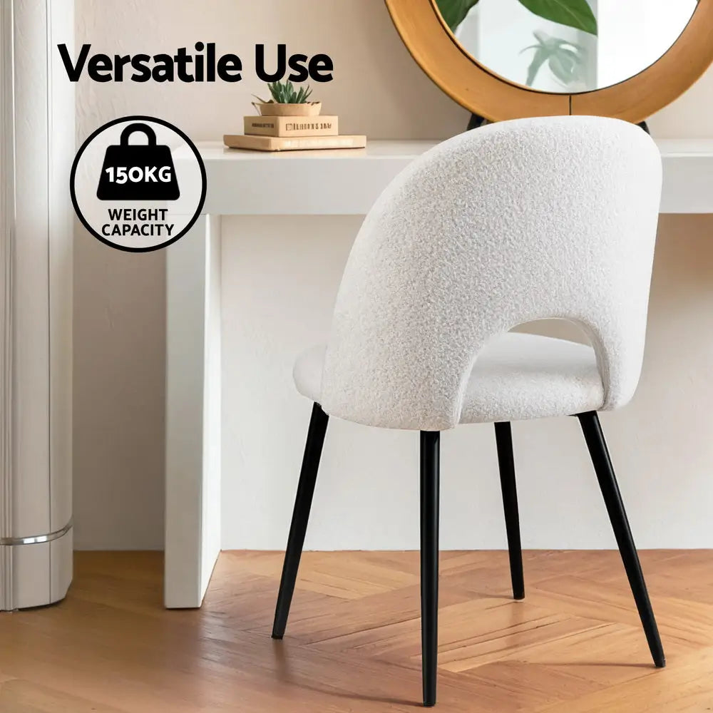 1 Set of 4 Dining Chair Boucle Sherpa