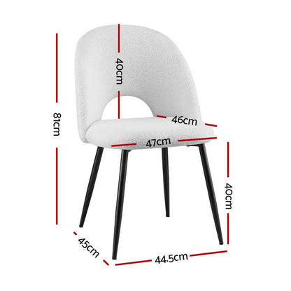 1 Set of 4 Dining Chair Boucle Sherpa