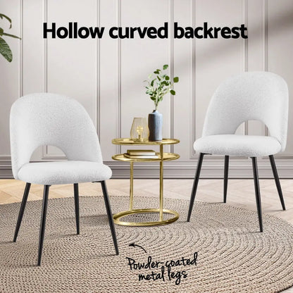 1 Set of 4 Dining Chair Boucle Sherpa