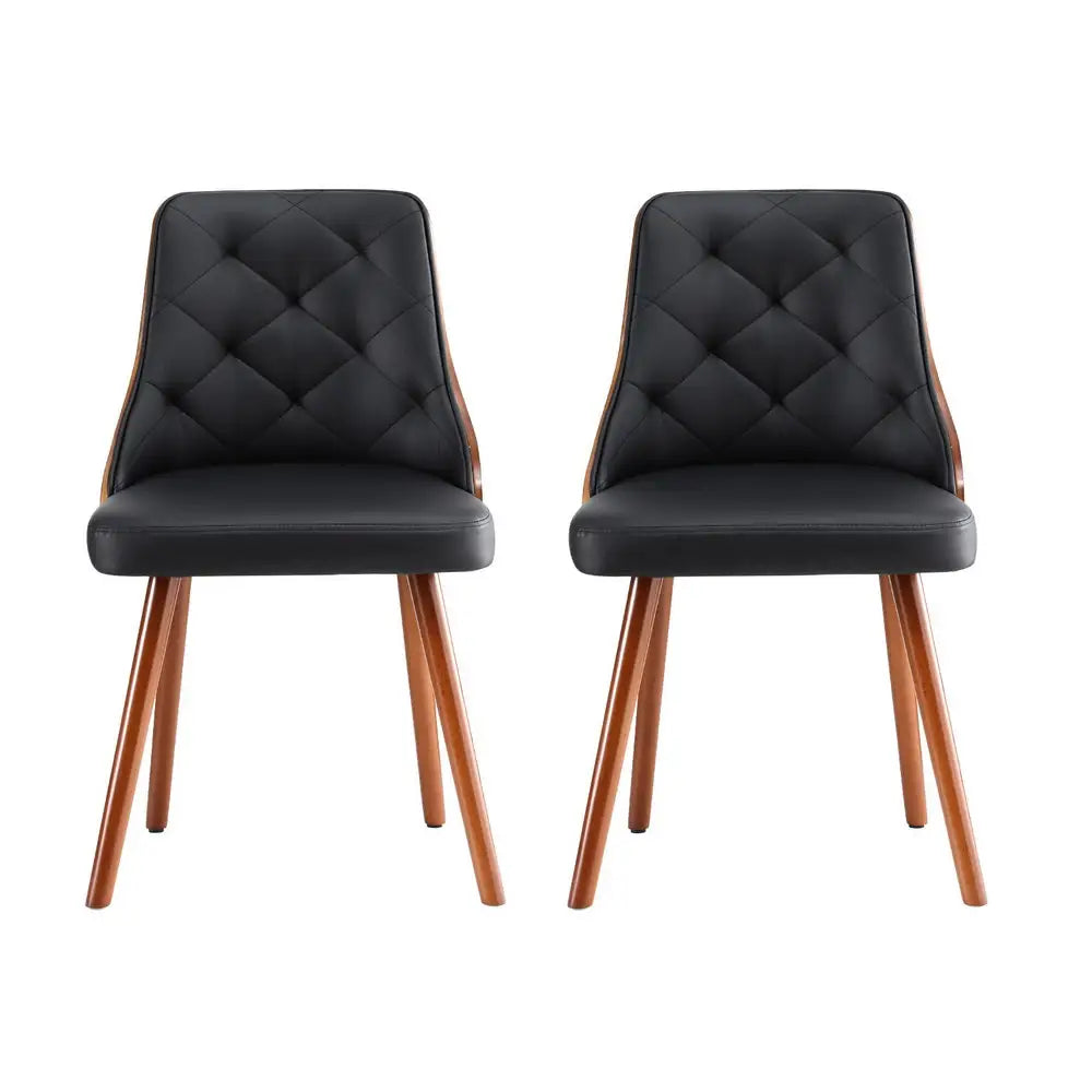 1 Set of 4 Dining Chairs Black Pu