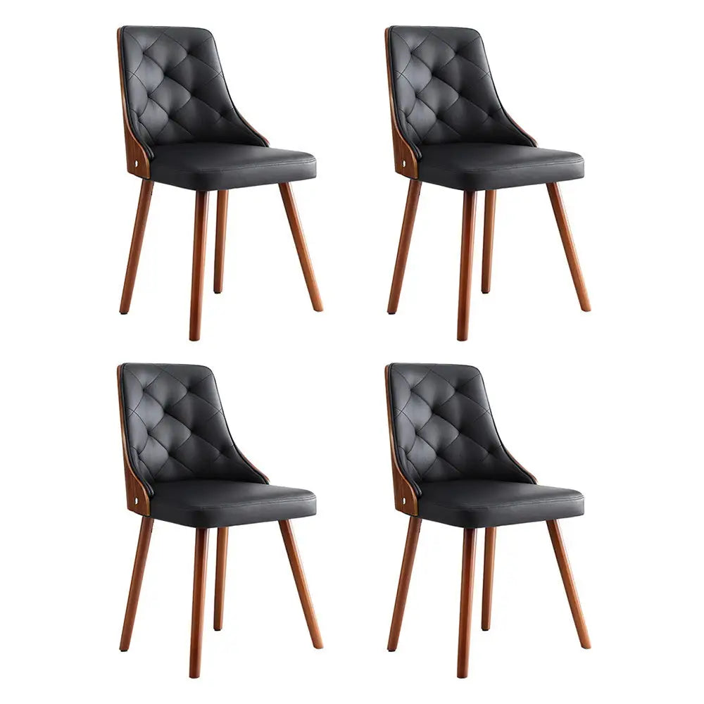 1 Set of 4 Dining Chairs Black Pu