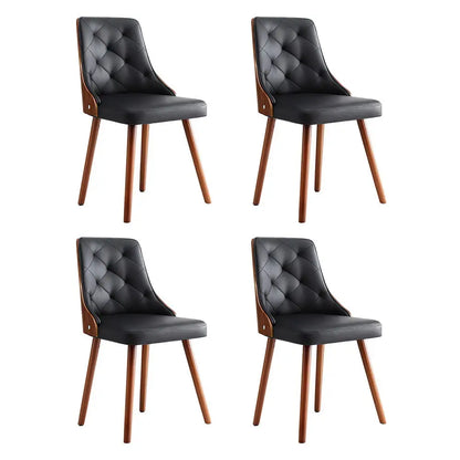 1 Set of 4 Dining Chairs Black Pu