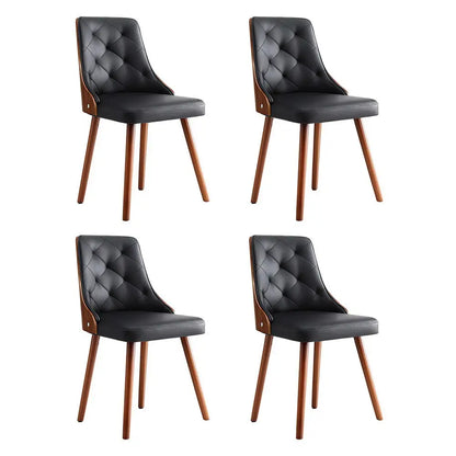 1 Set of 4 Dining Chairs Black Pu