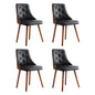 1 Set of 4 Dining Chairs Black Pu