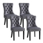 1 Set of 4 Dining Chairs Grey Velvet