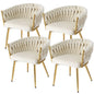 1 Set of 4 Dining Chairs Velvet Armchair Beige
