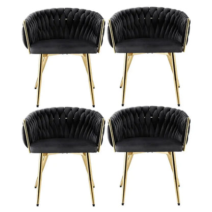1 Set of 4 Dining Chairs Velvet Armchair Black