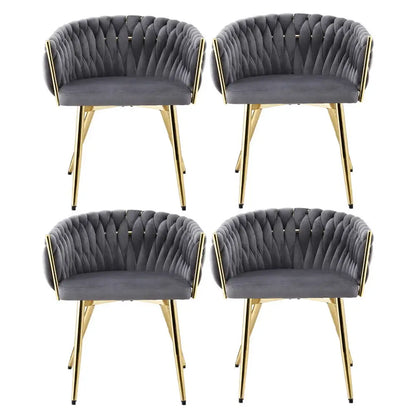 1 Set of 4 Dining Chairs Velvet Armchair Grey