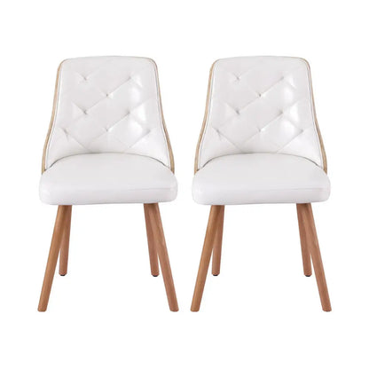 1 Set of 4 Dining Chairs White Pu