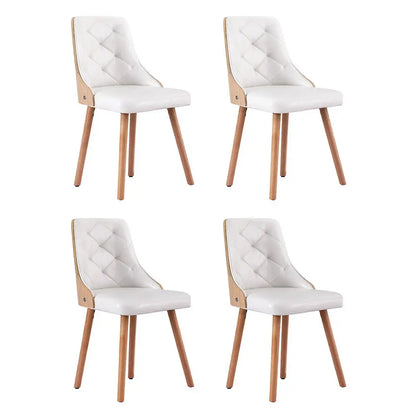 1 Set of 4 Dining Chairs White Pu