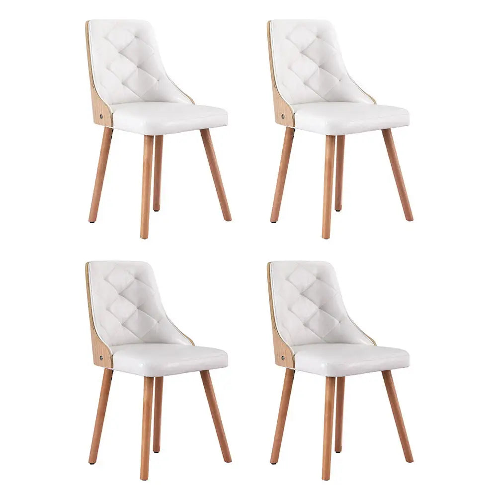 1 Set of 4 Dining Chairs White Pu