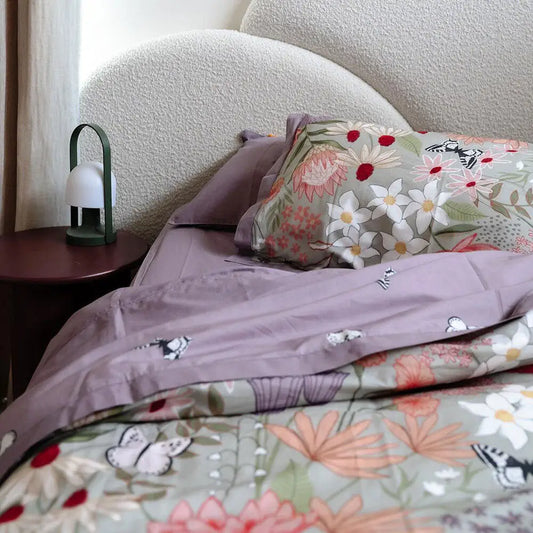 100% Cloud Cotton Duvet Quilt Cover Set W/ 1 Pillow Case in Serena - Single