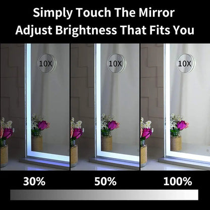 10x Magnification Mirror with Smart Touch Control and 3 Colors Dimmable Light for Bathroom Bedroom (71 x 57 Cm)
