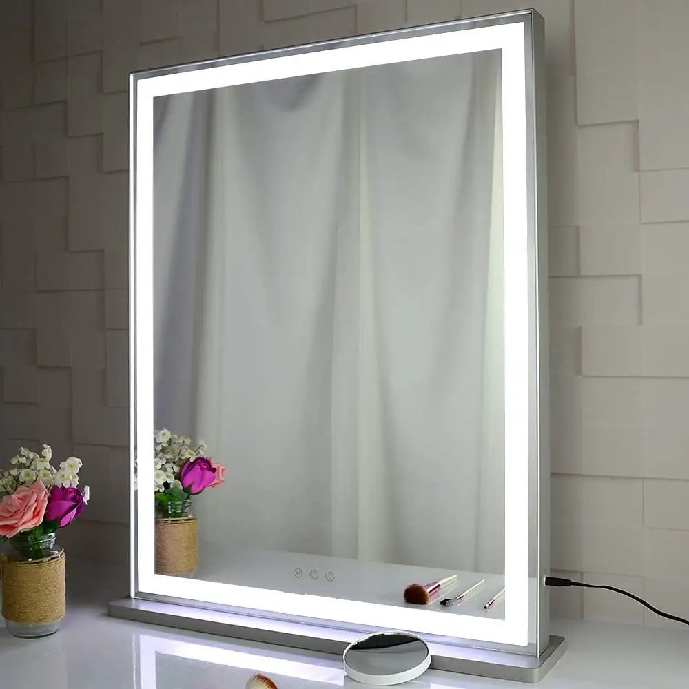 10x Magnification Mirror with Smart Touch Control and 3 Colors Dimmable Light for Bathroom Bedroom (71 x 57 Cm)