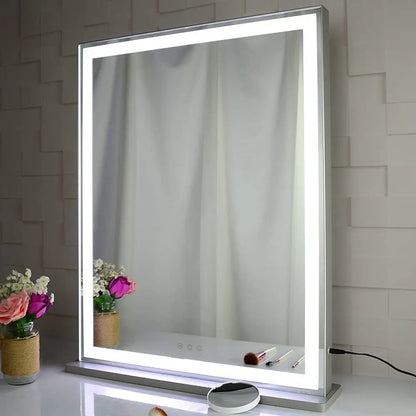 10x Magnification Mirror with Smart Touch Control and 3 Colors Dimmable Light for Bathroom Bedroom (71 x 57 Cm)