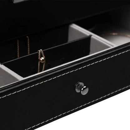 12 Slot Pu Leather Lockable Watch and Jewelry Storage Boxes (black) | Black Leather Jewelry Box Silver-toned