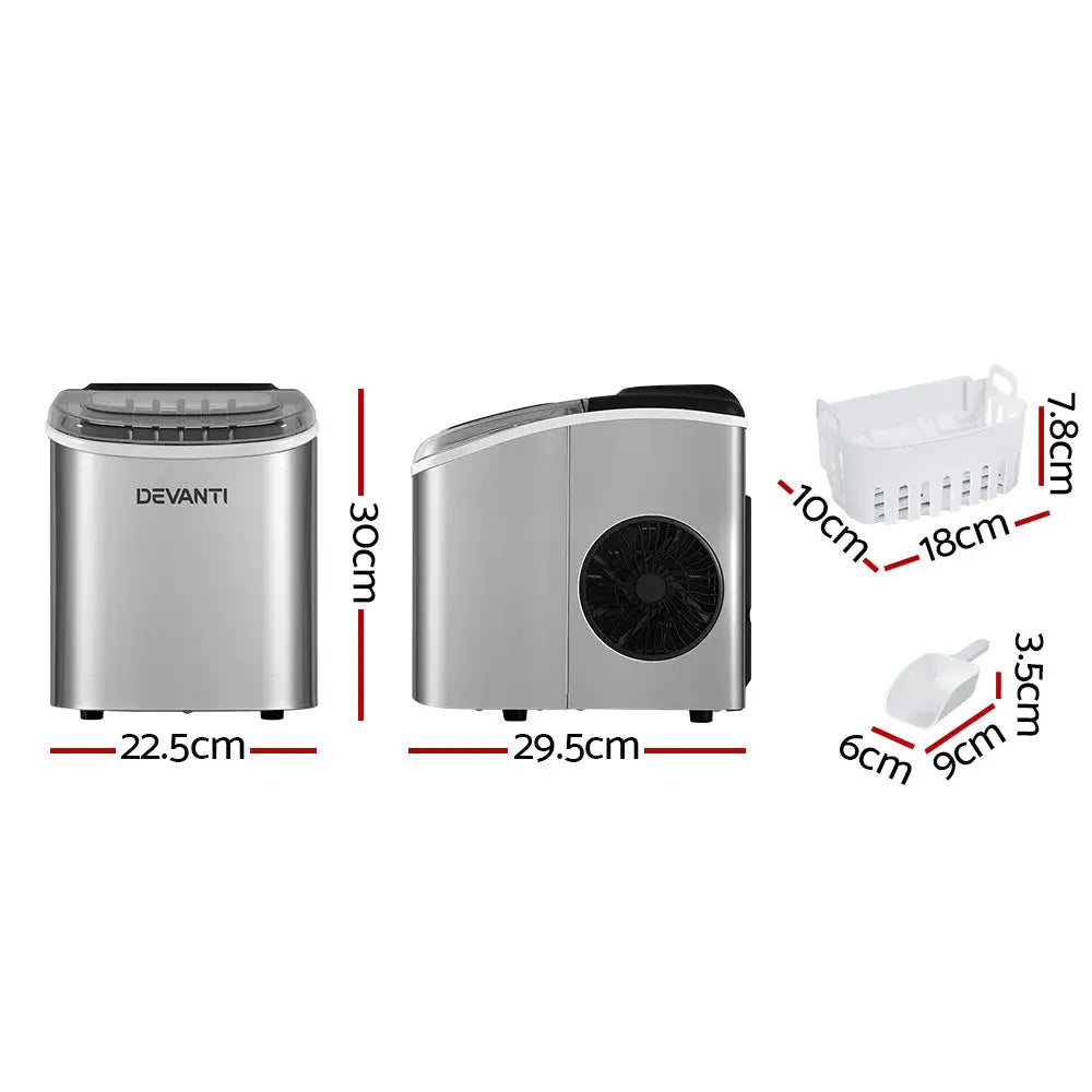 12kg Ice Maker Machine W/self Cleaning Silver