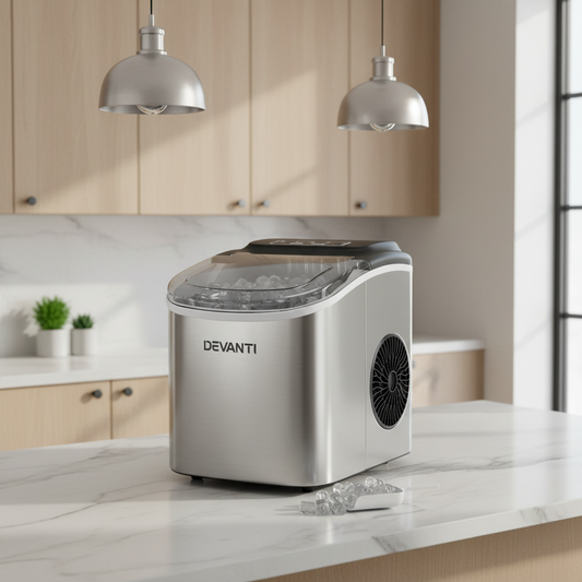12kg Ice Maker Machine w/Self Cleaning Silver