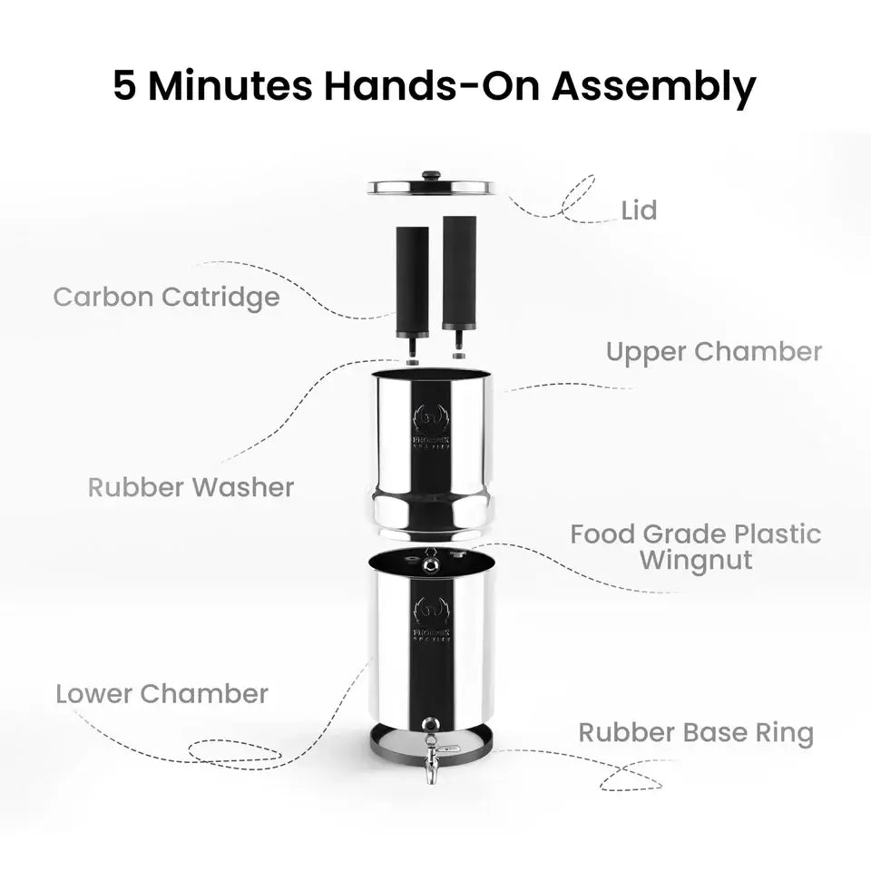 12l Premium Stainless Steel Gravity Water Filter with Tap (smart Carbon Filter)