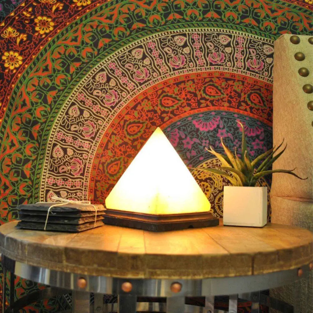 12v 12w Pyramid Himalayan Pink Salt Lamp Carved Rock Crystal Light Bulb On/off