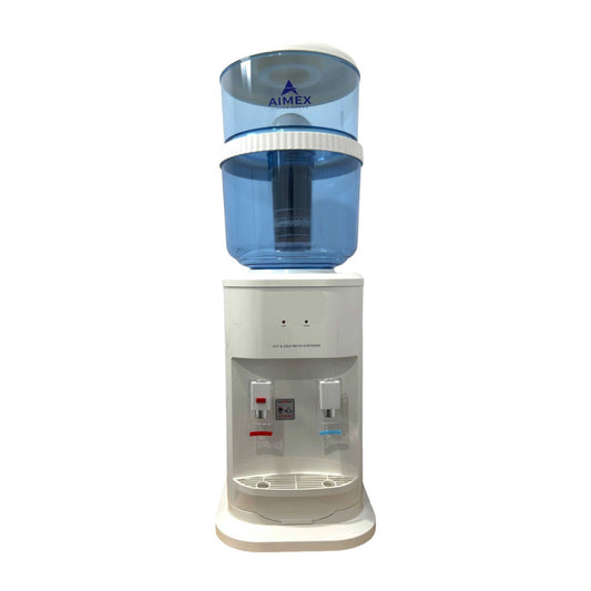 White Bench-top Hot and Cold-Water Dispenser with Filter Bottle