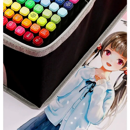 168 Colours Graffiti Pen Permanent Marker Pens Set for Adults and Children | Black Fabric Art Supply Case