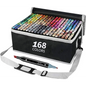 168 Colours Graffiti Pen Permanent Marker Pens Set for Adults and Children | Black Gray Case Dual-tip